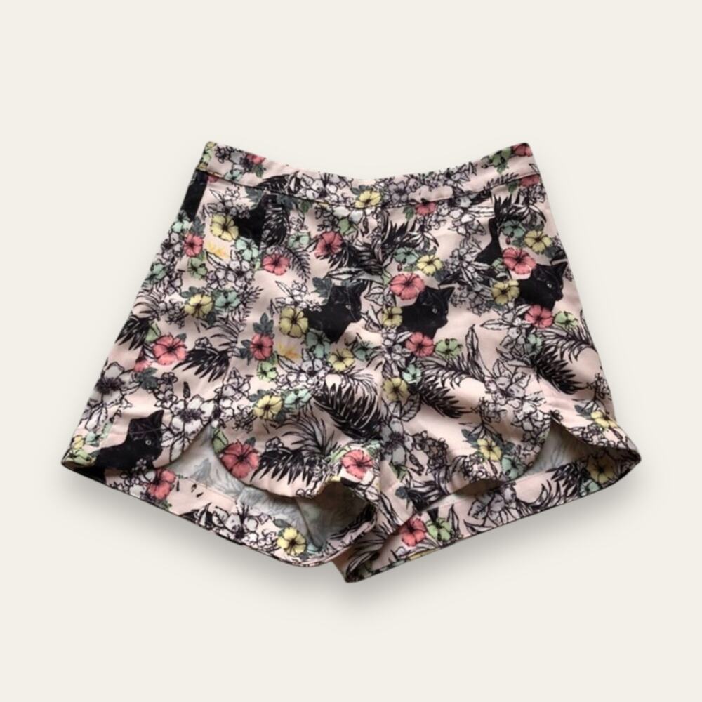 Re:Named High Waisted Black Cat Kitten Kitty & Nature Shorts